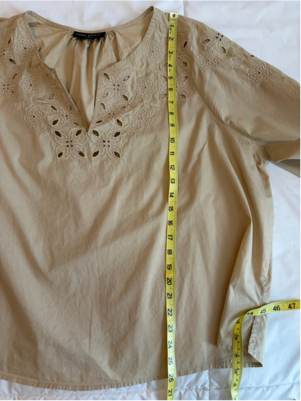 Lane Bryant Eyelet Peasant Blouse Size 22 Prairie Chic Romantic Countryside G13